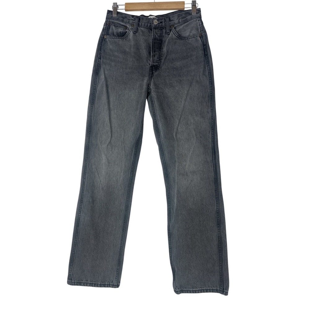 Re/Done Jeans Women's Size 27 (28x 30) Gray Straight Leg Button Fly Denim